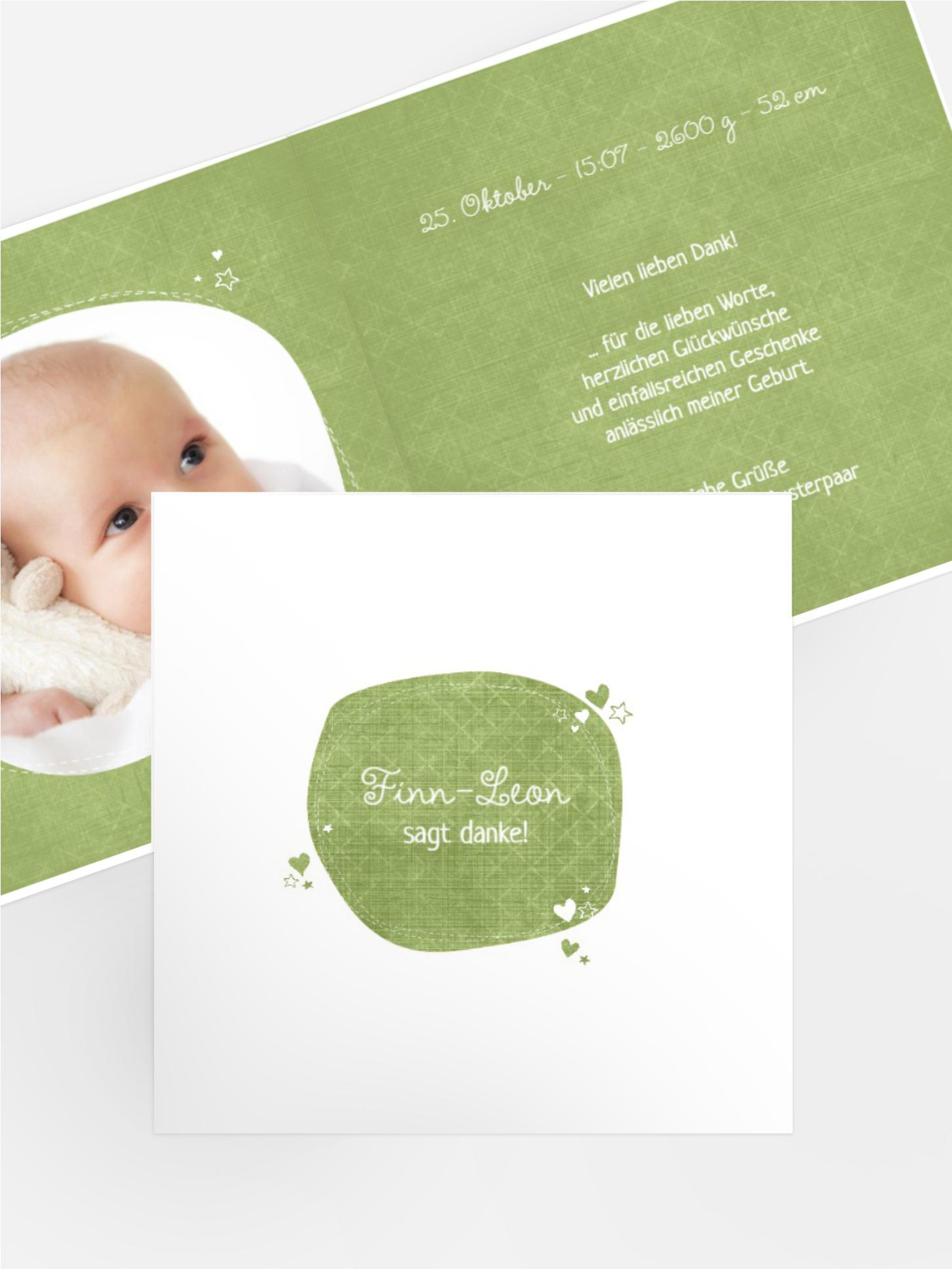 Baby Dankeskarte herzliche Sternchen