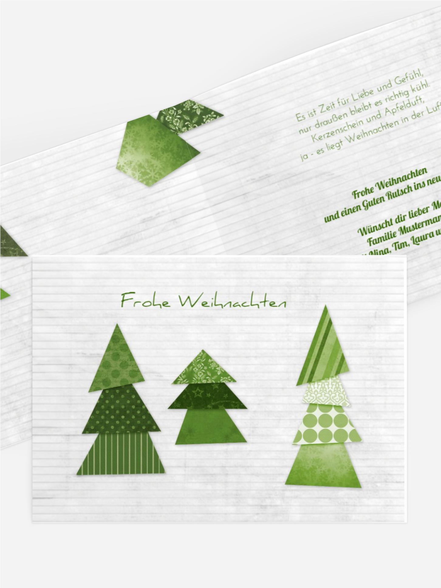 Weihnachtsgrußkarte Privat Schnipselbäume