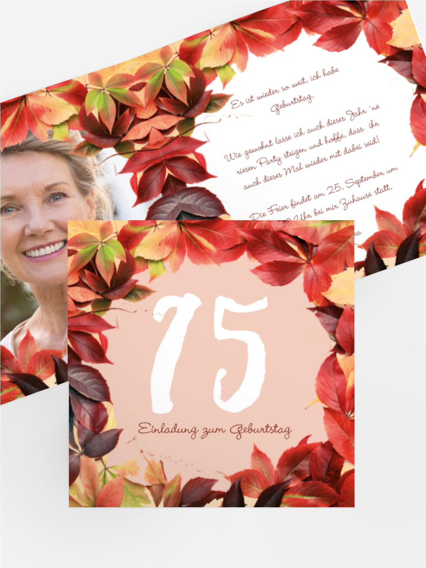 Geburtstagseinladung 75 Foto Blumentraum