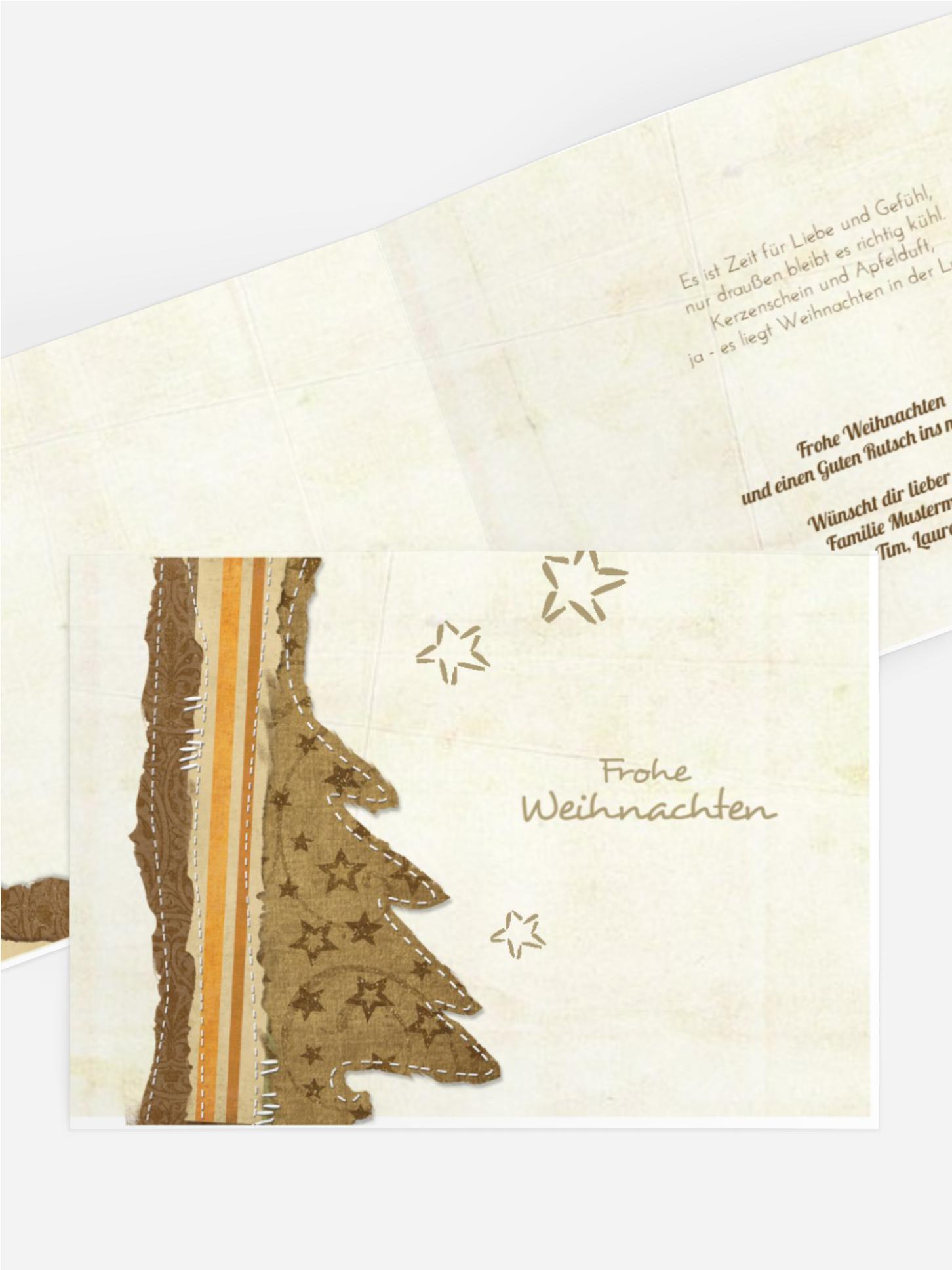 Weihnachts Grußkarte privat Stoffbaum