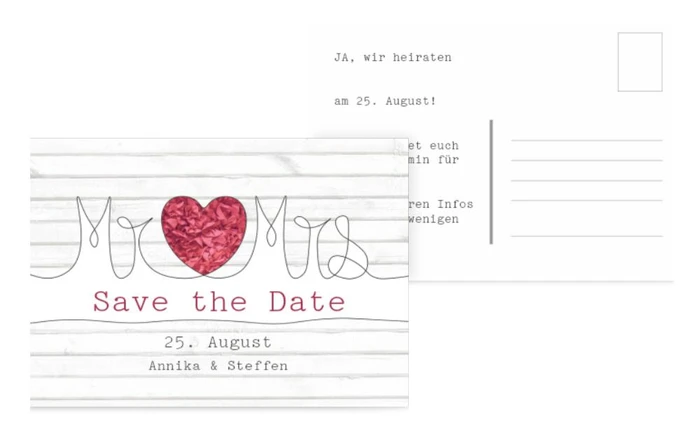 Save the Date Karte zur Hochzeit Mr&Mrs
