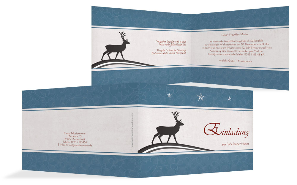 Weihnachtseinladung Geschäftlich classic Elch Weihnachtseinladung Geschäftlich classic Elch