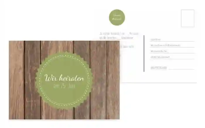 Antwortkarte Vintage Holz