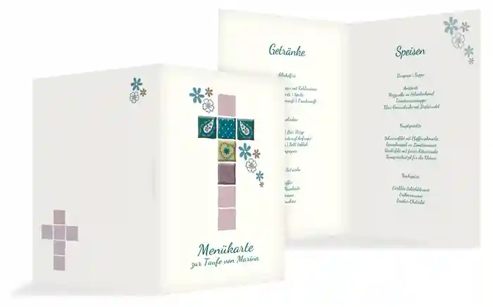 Menükarte Florales Kreuz