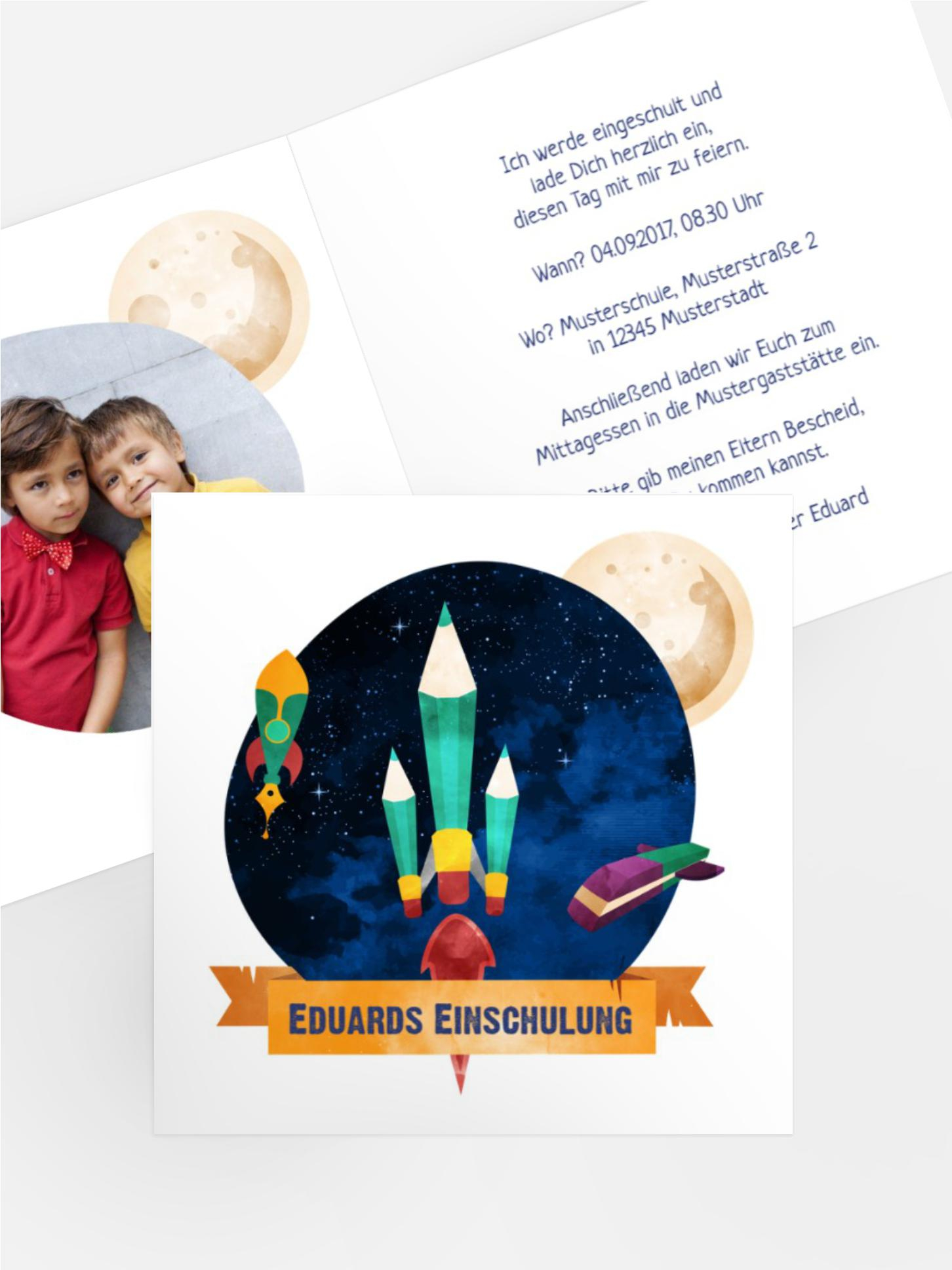 Einladungskarte Einschulung Weltall