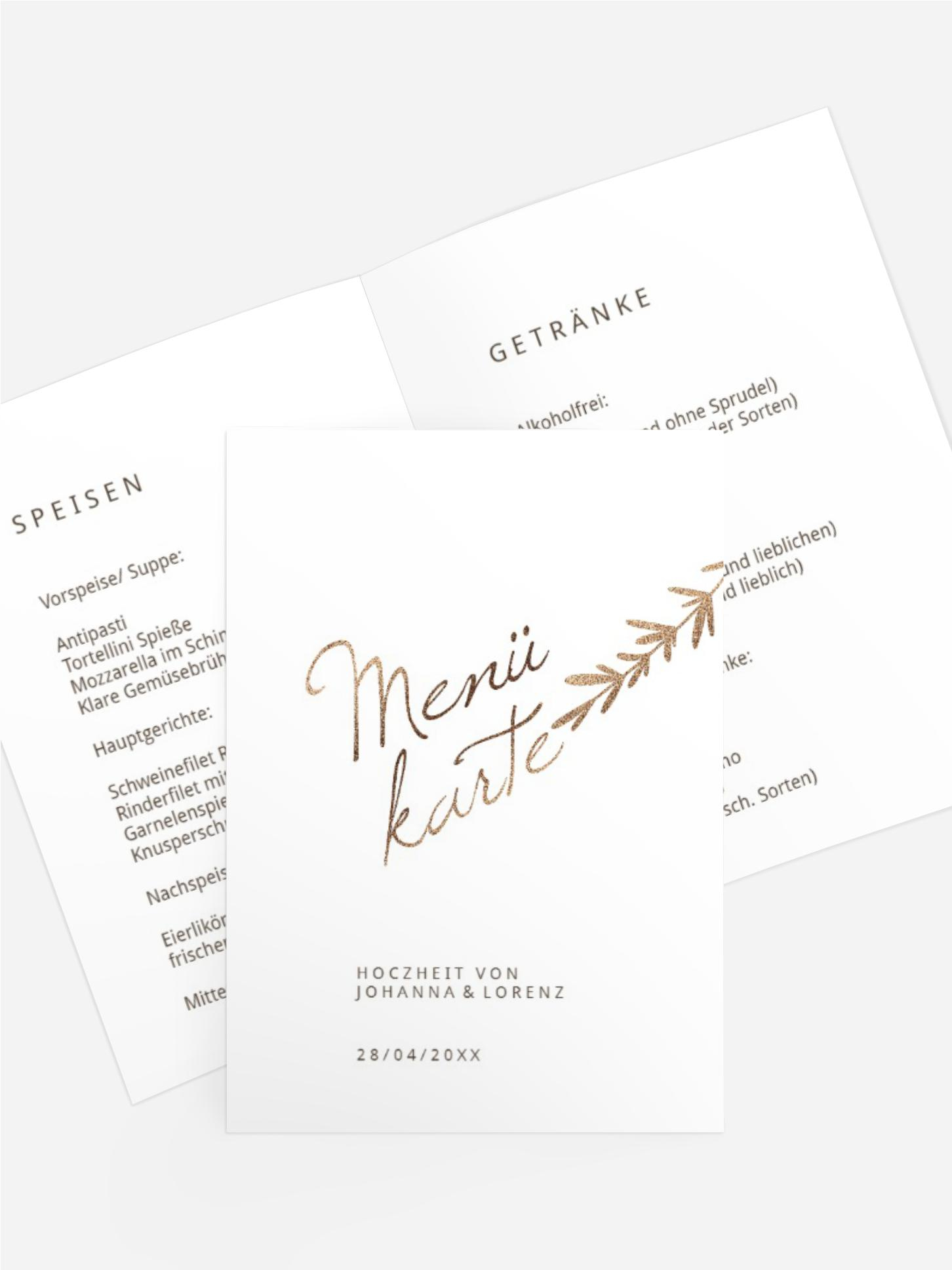 Menükarte Goldenes Gestrüpp