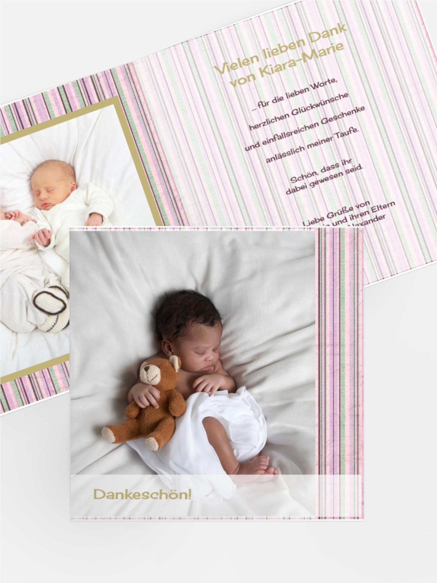 Taufe Dankeskarte zarter Farbklang