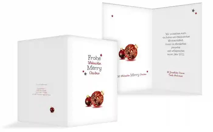 Weihnachts Grußkarte privat Weihnachtskugeln