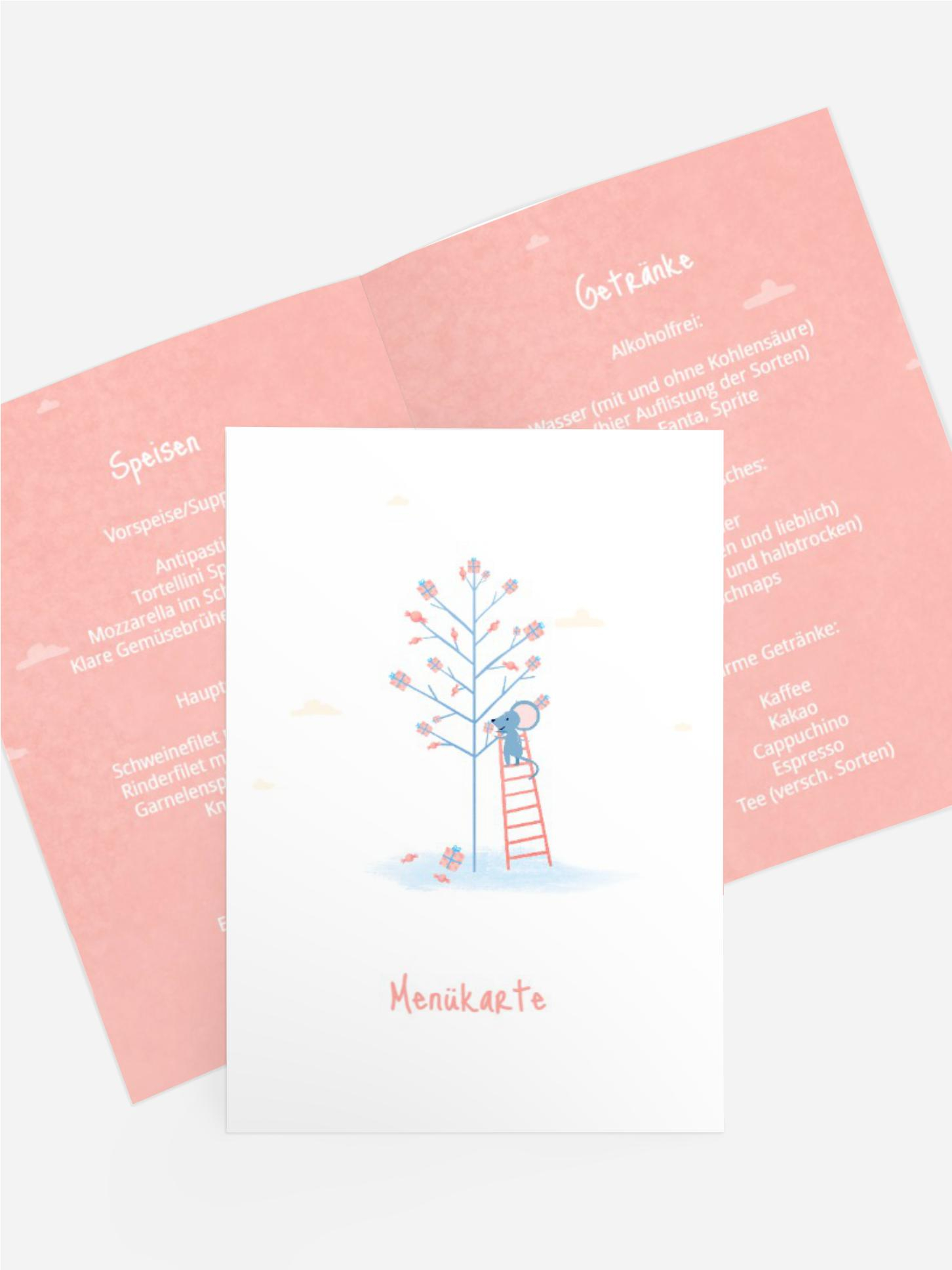 Menükarte Geburtstag Mäusegeschenk