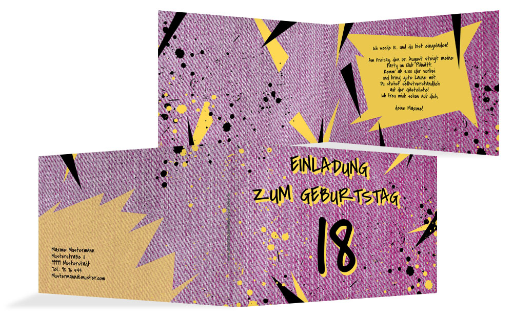 Einladung zum 18. Geburtstag Jeans Style