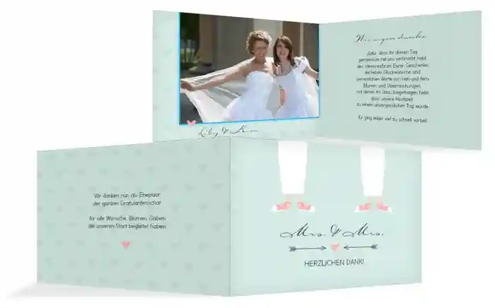 Danksagungskarte zur Hochzeit Pärchen - Frauen Danksagungskarte zur Hochzeit Pärchen - Frauen