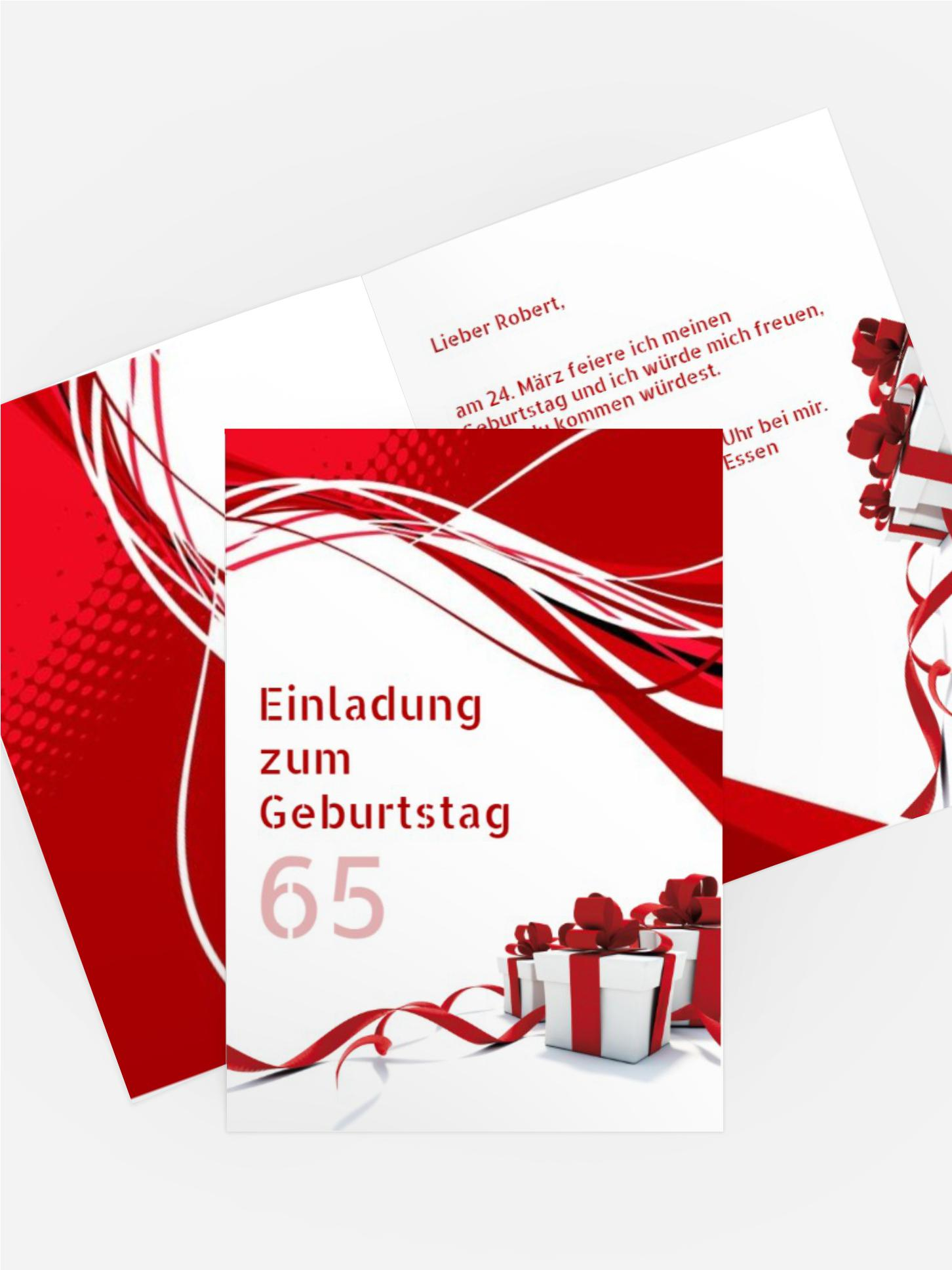 Geburtstagseinladung Schleifenband 65 Geburtstagseinladung Schleifenband 65