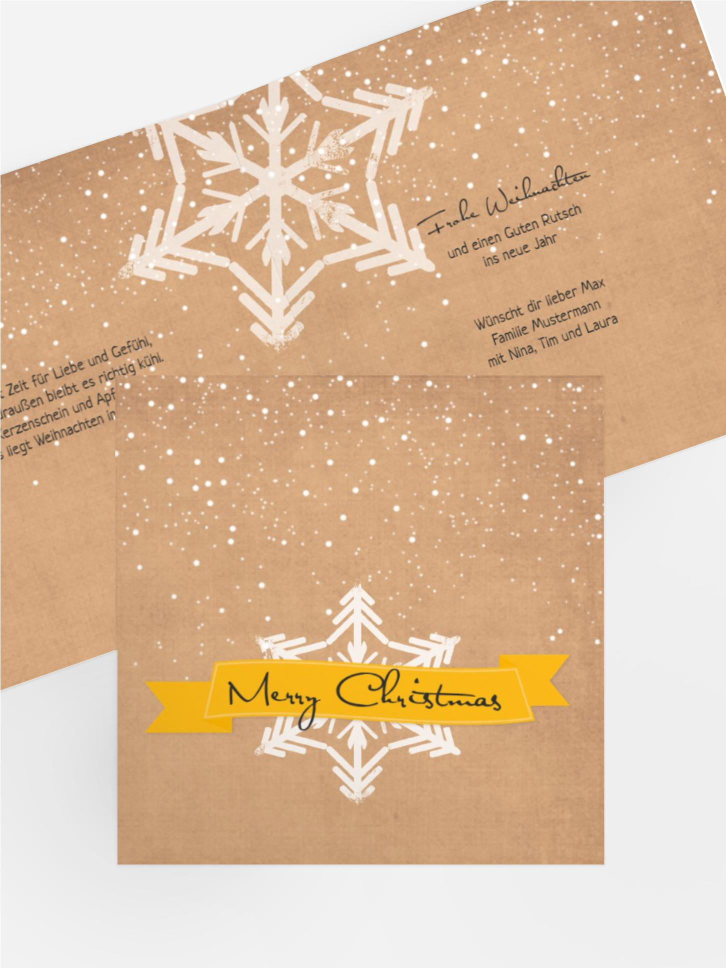 Weihnachtsgrußkarte Schneestern