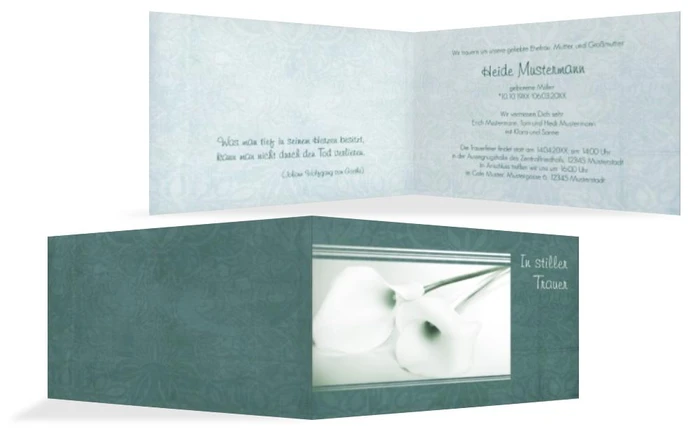 Trauerkarte Calla Lilie quer