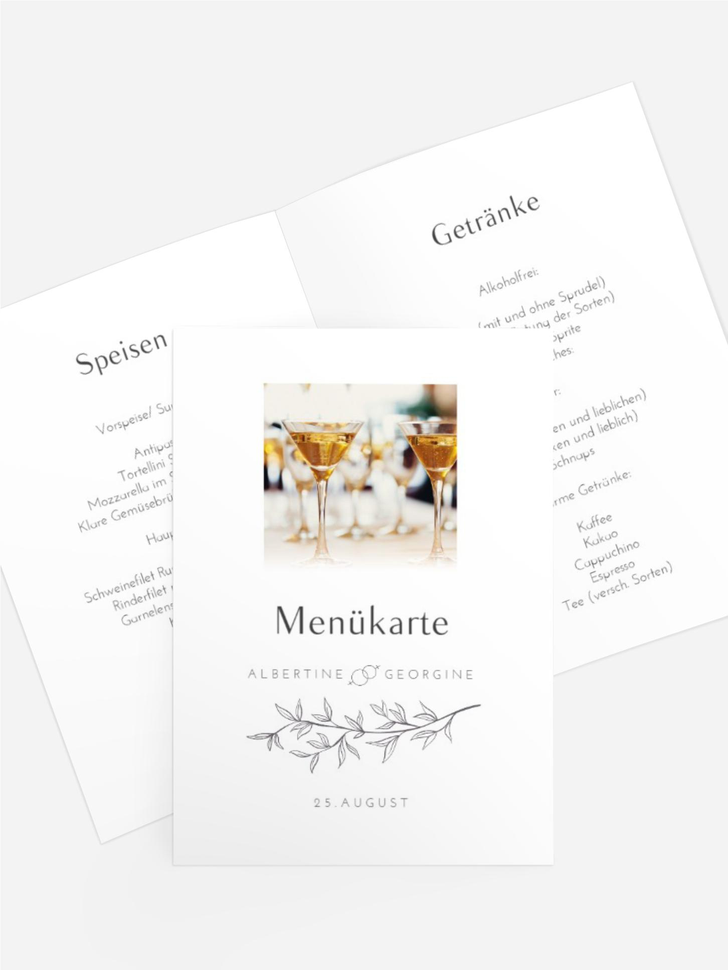 Menükarte XX Rankenglück