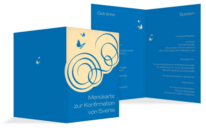 Menükarte Konfirmation Butterfly Menükarte Konfirmation Butterfly