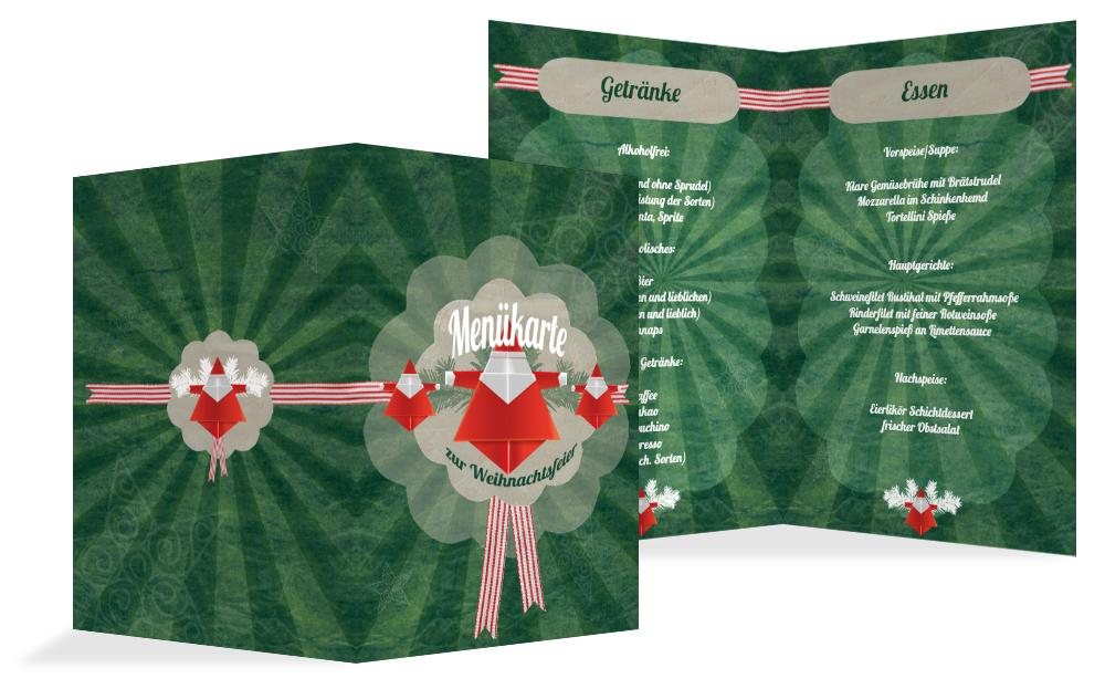Weihnachtsmenükarte Origami Weihnachtsmenükarte Origami