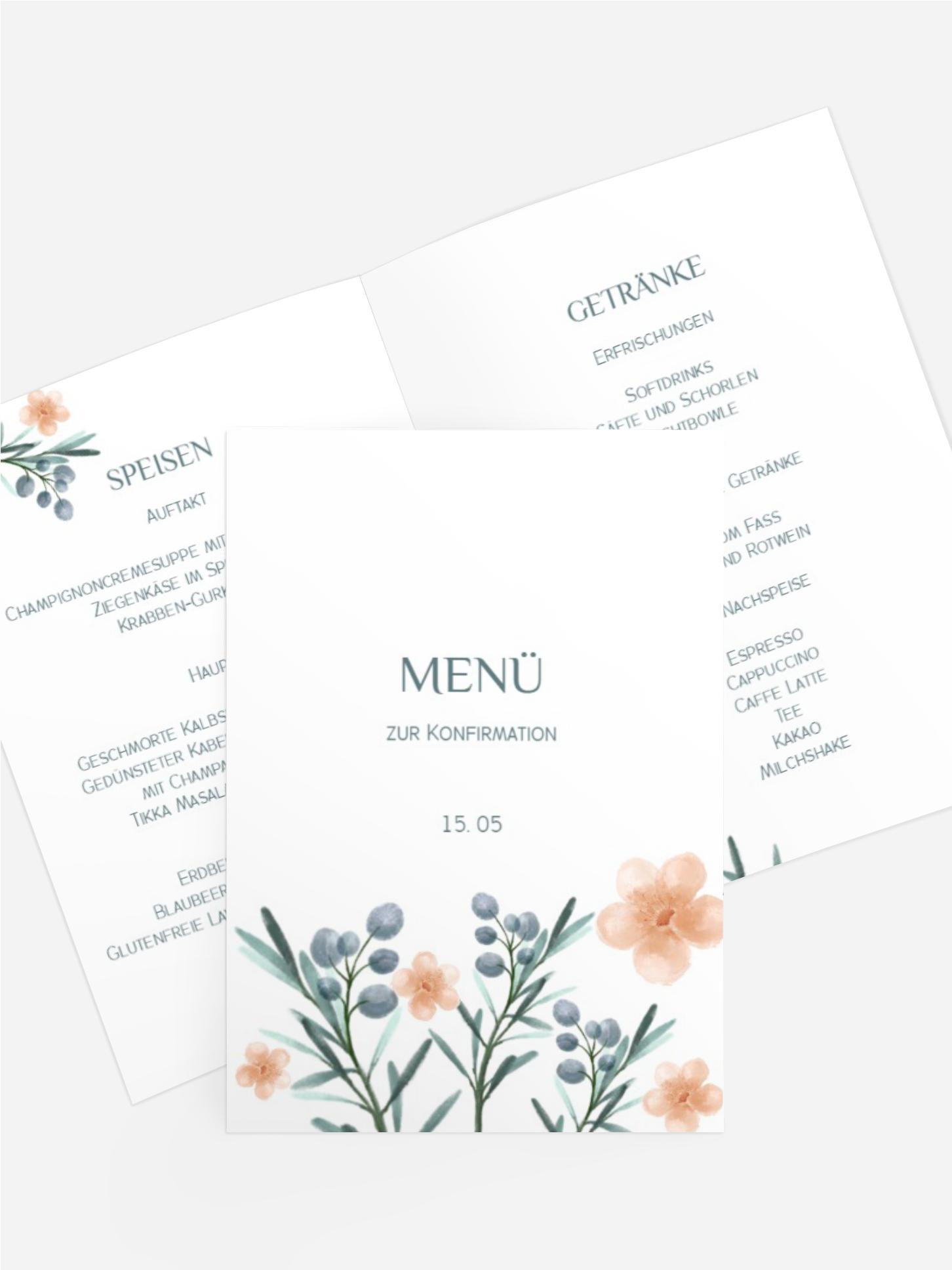 Menükarte Konfirmation Konfirmation blüht