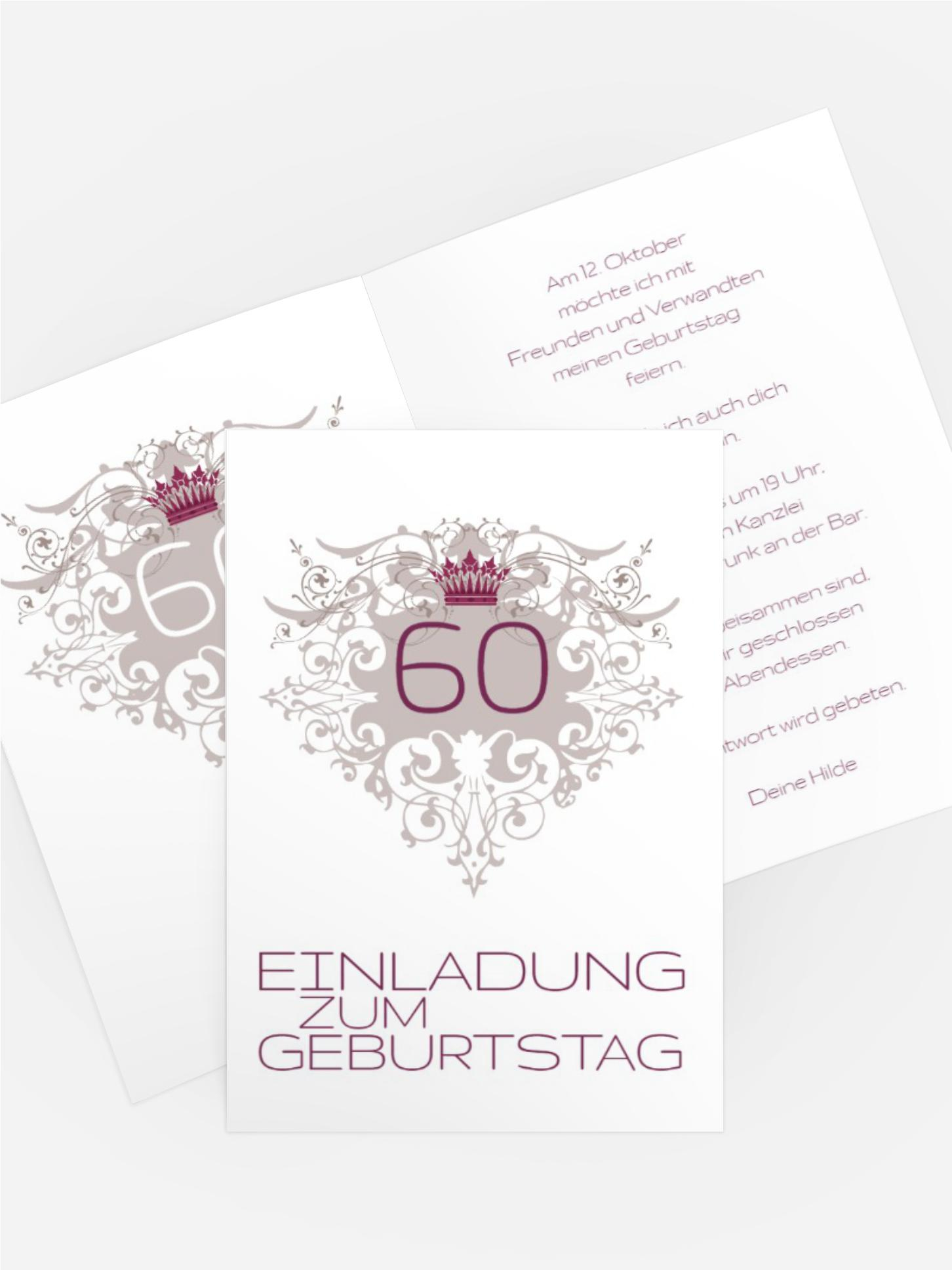 Einladung zum Geburtstag Krone 60
