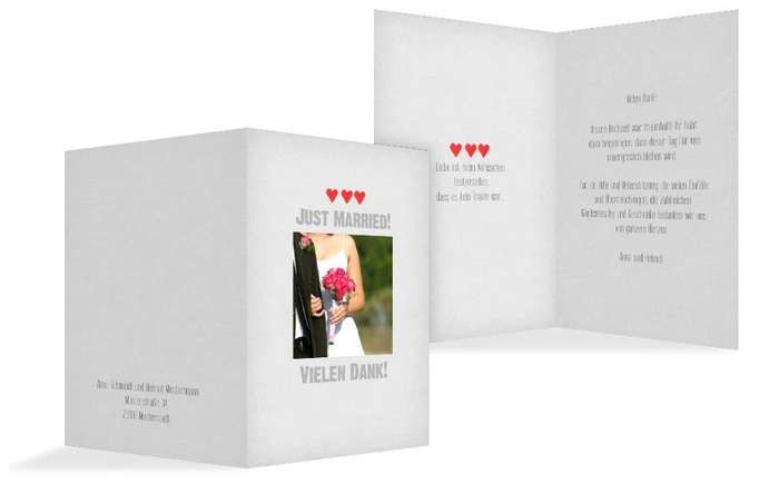 Dankeskarte Vintage Herzen