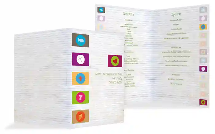 Menükarte Konfirmation buttons