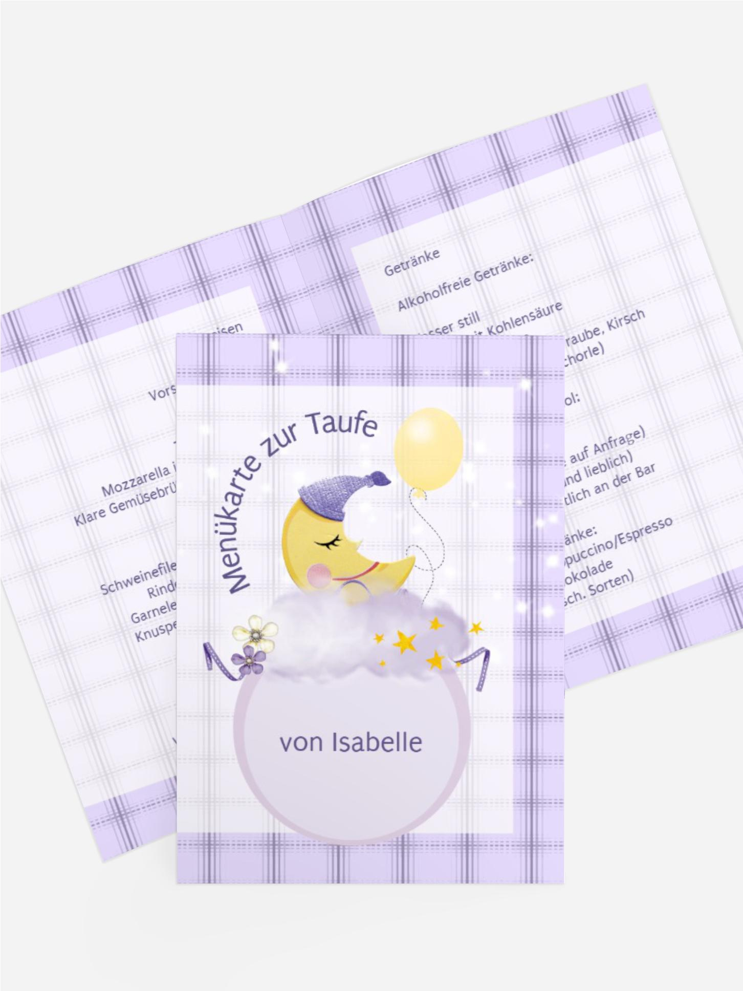 Menuekarte Taufe Mond