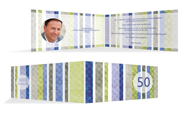 Geburtstagseinladung Gestreift 50 Foto Geburtstagseinladung Gestreift 50 Foto