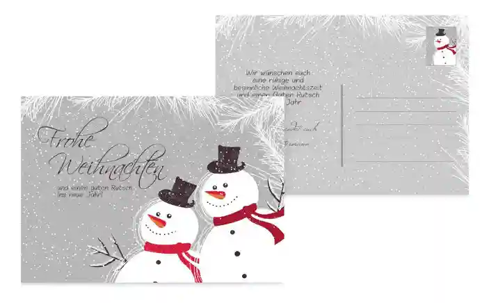 Weihnachtsgrußkarte Schneemänner