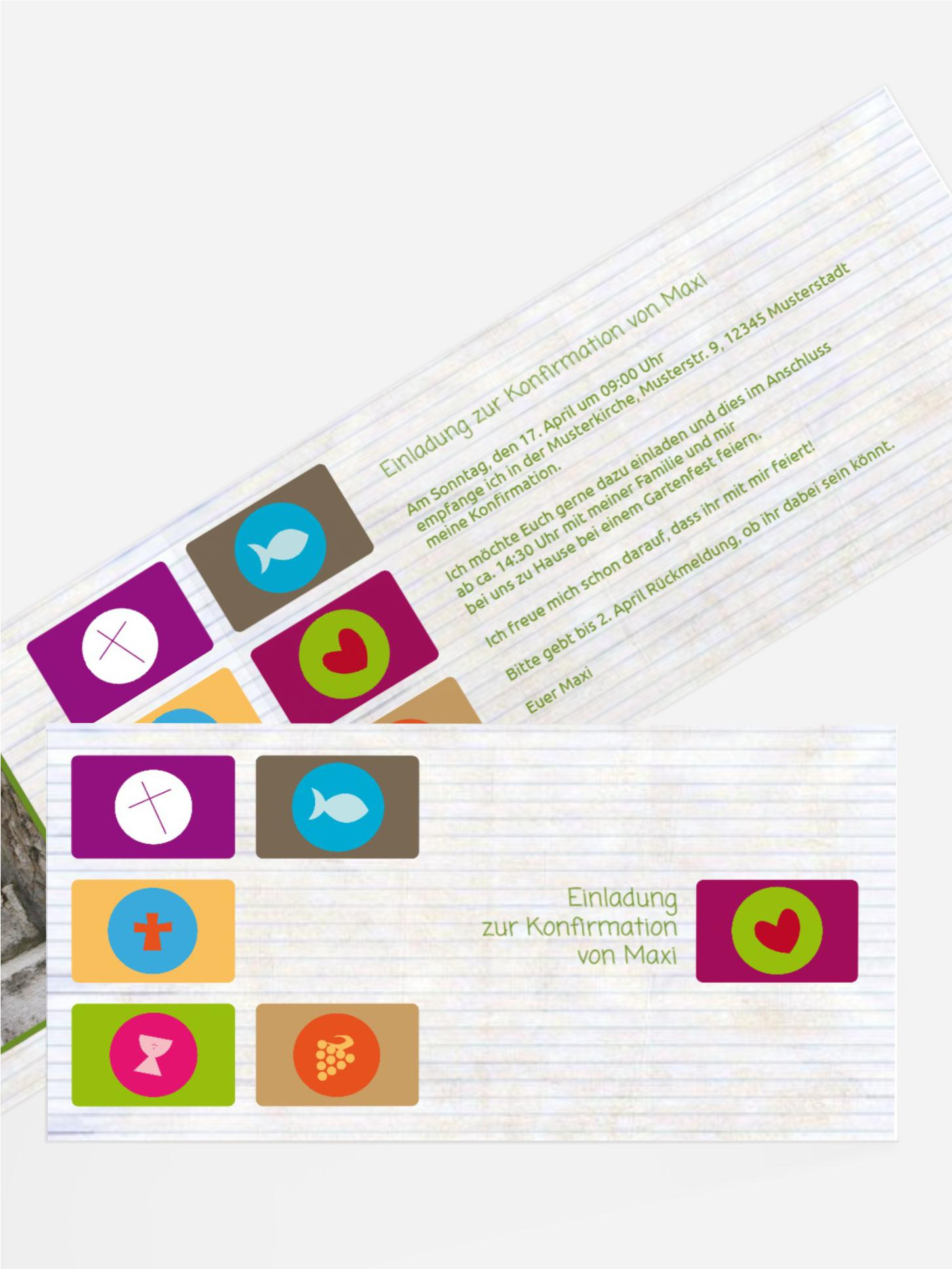 Einladung Konfirmation buttons