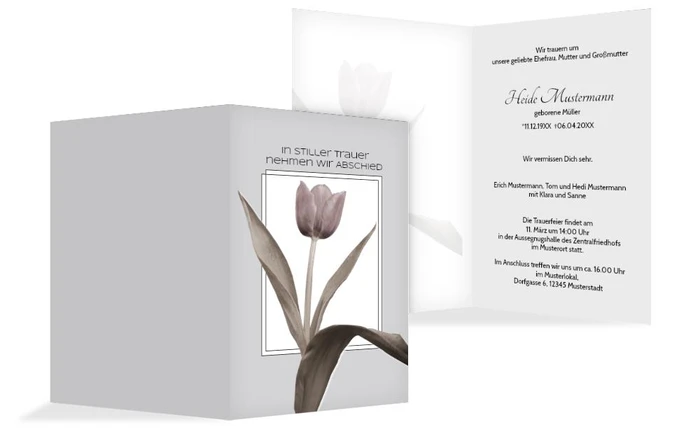 Trauerkarte Tulpe hoch