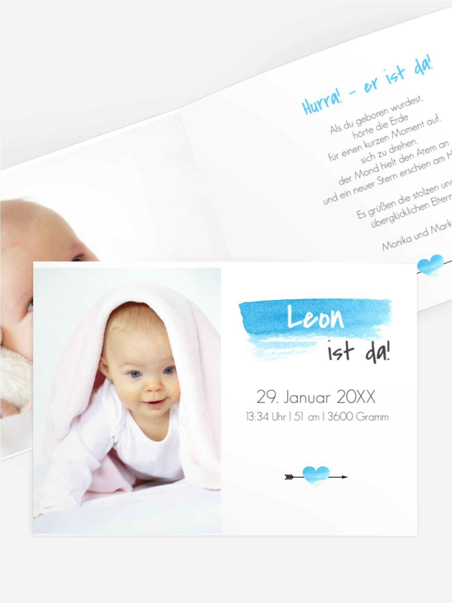 Karte zur Geburt Aquarell Karte zur Geburt Aquarell