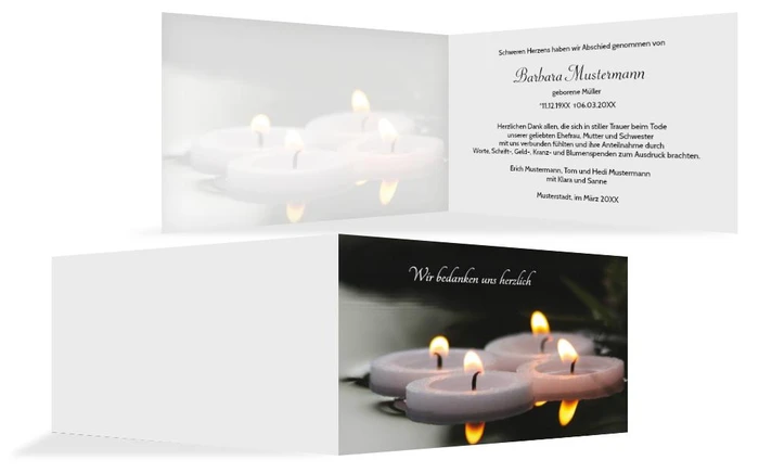 Dankeskarte Schwimmkerzen quer