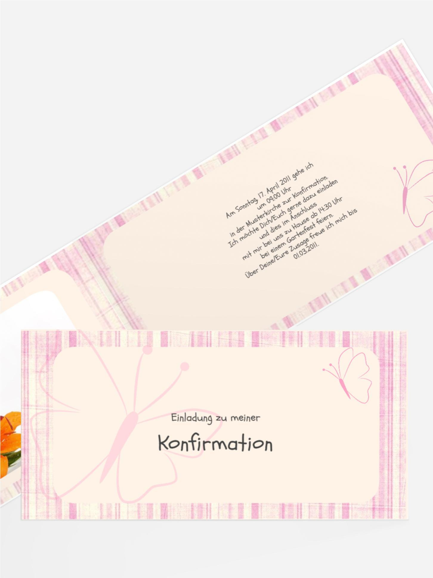 Einladungskarte Konfirmation Butterfly 2