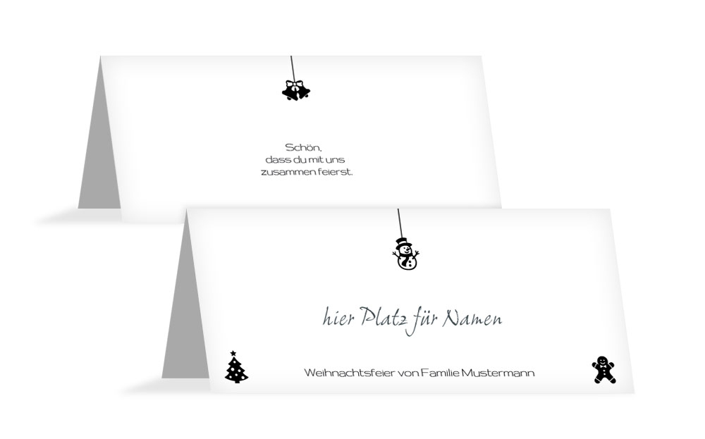 Tischkarte zu Weihnachten Schmuckelemente