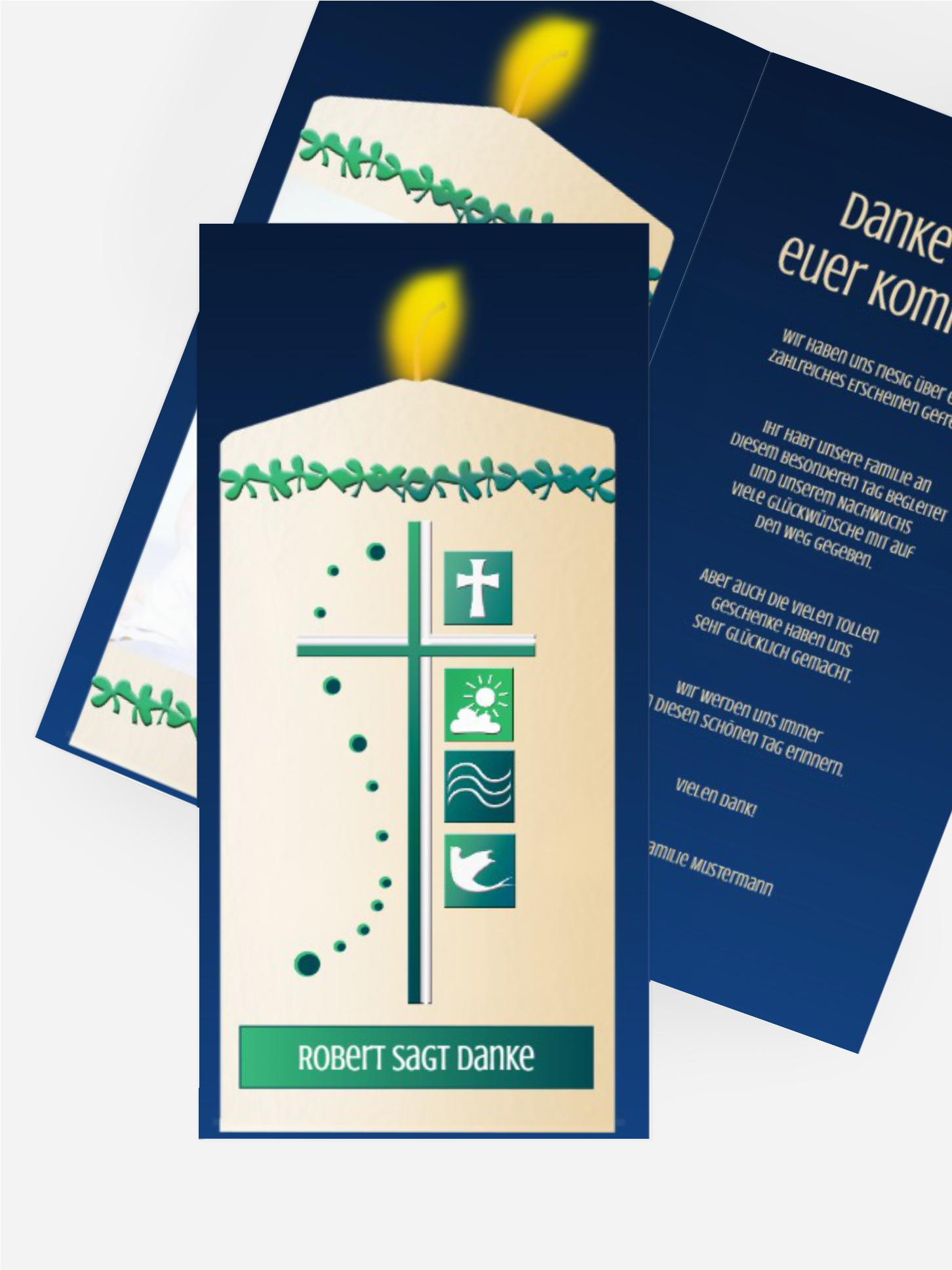 Taufe Dankeskarte Taufkerze