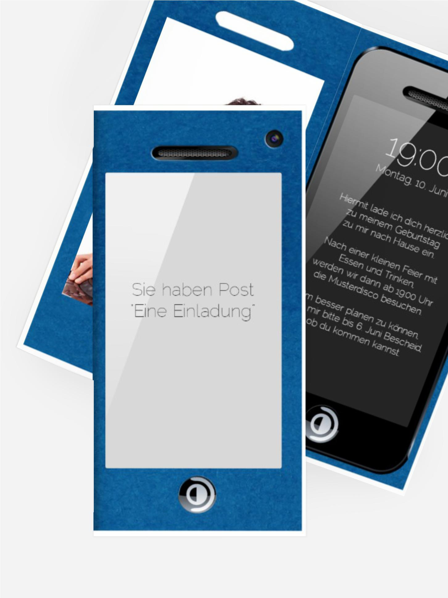 Einladungskarte Geburtstag Handycover