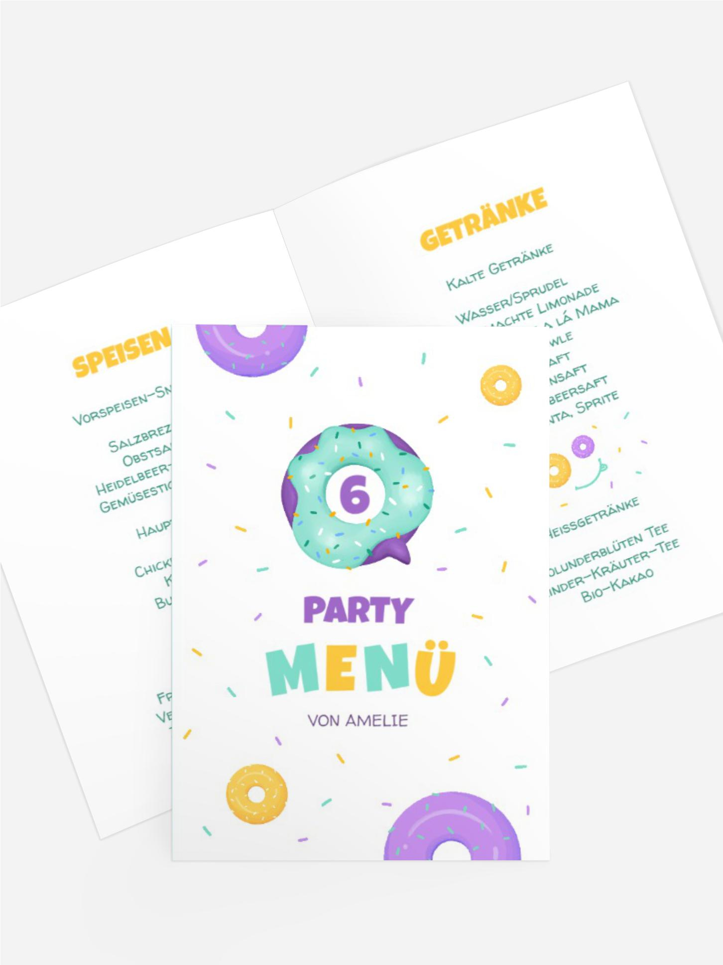 Menükarte Kindergeburtstag Donuts