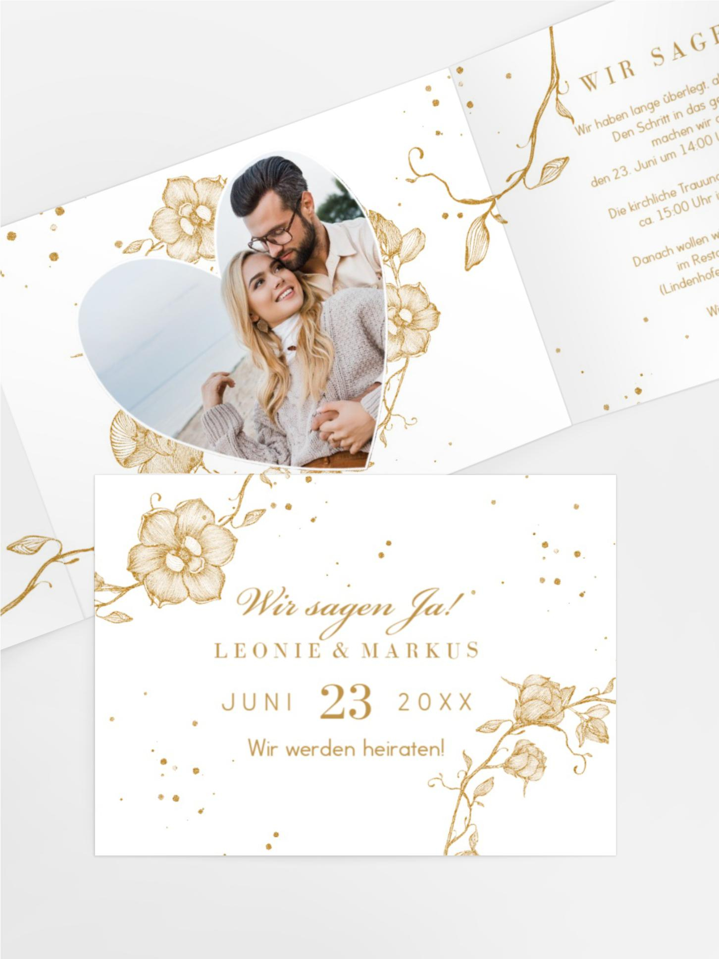 Hochzeitseinladung Kranzgeflecht