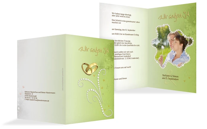 Dankeskarte Eheringe Perlen