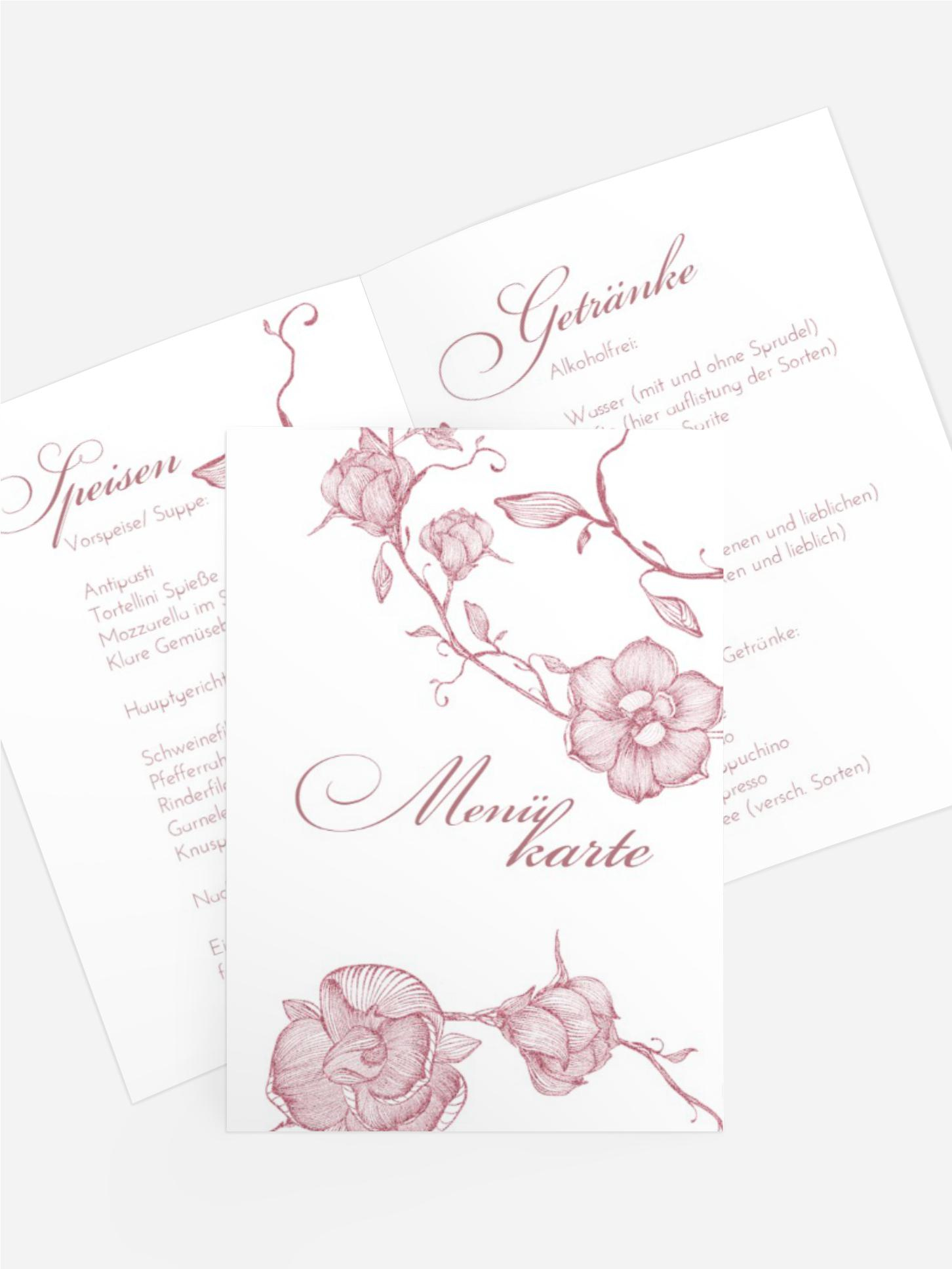 Menükarte Zarter Ast