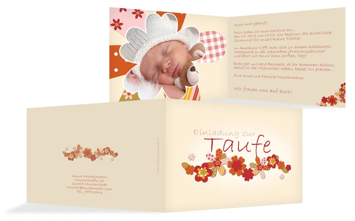 Einladung zur Taufe Blumenband