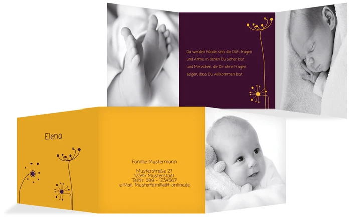 Baby Dankeskarte abstrakte Blumen Baby Dankeskarte abstrakte Blumen