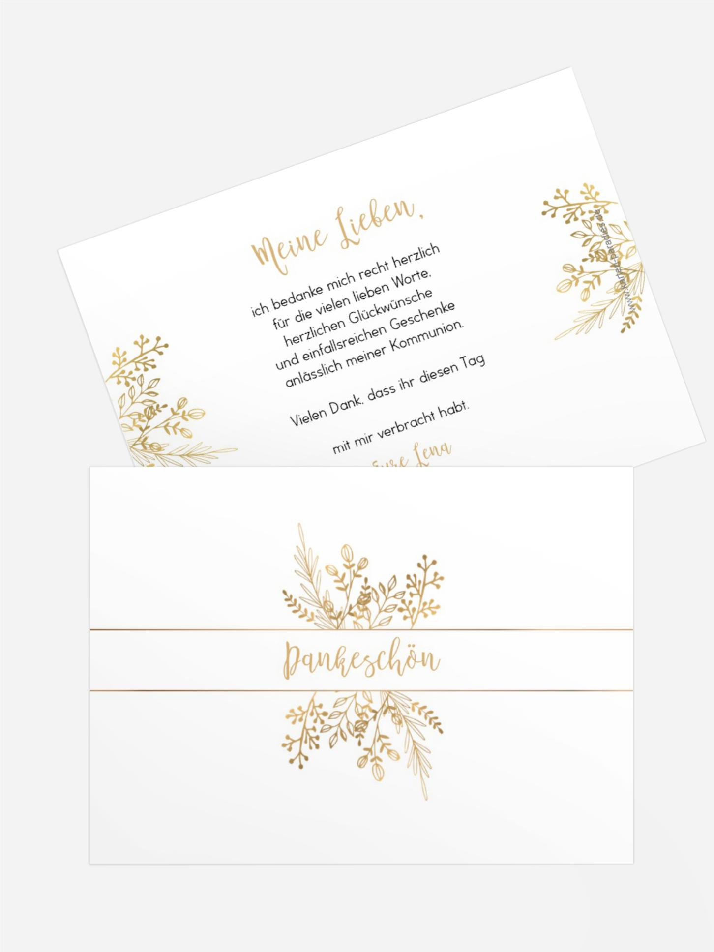 Dankeskarte Kommunion Goldblüte Dankeskarte Kommunion Goldblüte