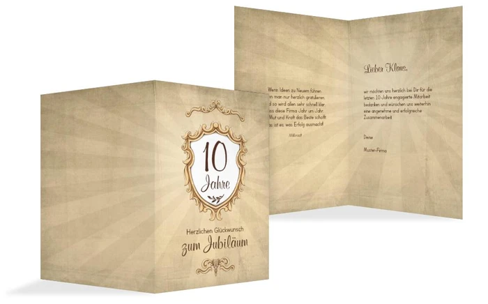 Karte zum Jubiläum Retro Wappen