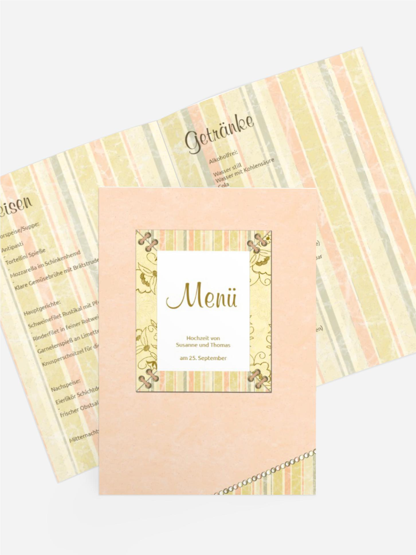 Menükarte Bund fürs Leben