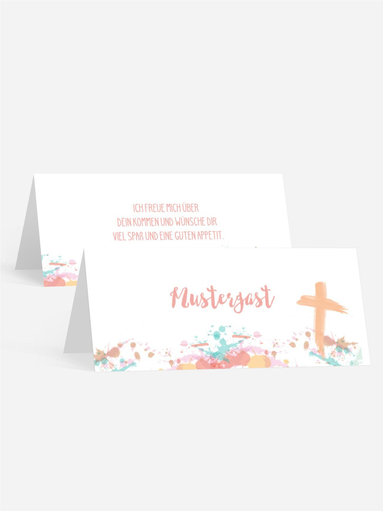 Tischkarte Kommunion Einfach Bunt