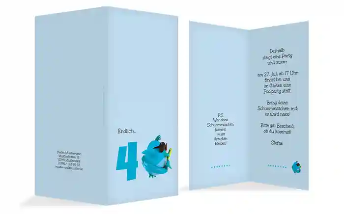 Geburtstagseinladungskarte Kuecken 40