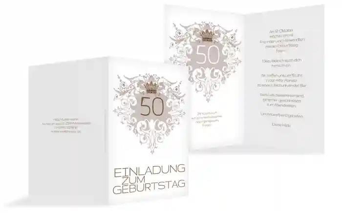 Einladung zum Geburtstag Krone 50