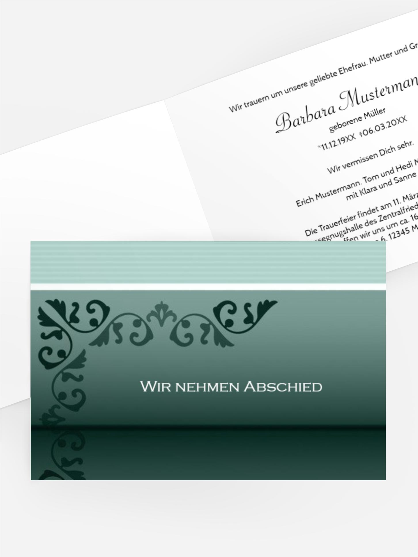 Trauerkarte Briefpapier quer