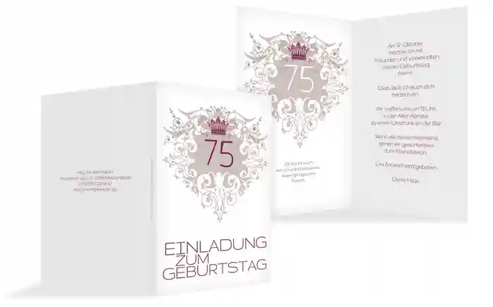 Einladung zum Geburtstag Krone 75
